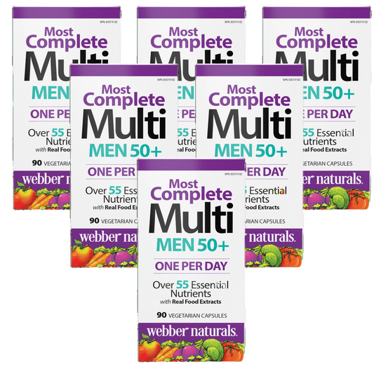 6x Webber Naturals  Men's 50+ Most Complete Multi 90 Vegetarian Capsules Bundle