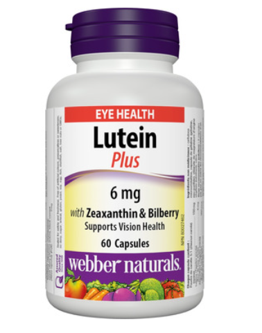 Webber Naturals Lutein (6 mg) with Zeaxanthin & Bilberry, 60 capsules