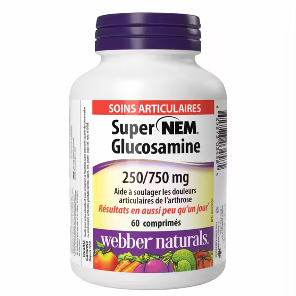 Webber Naturals Triple Strength Glucosamine with NEM® Natural Eggshell Membrane, 750/250 mg, 60 Tablets