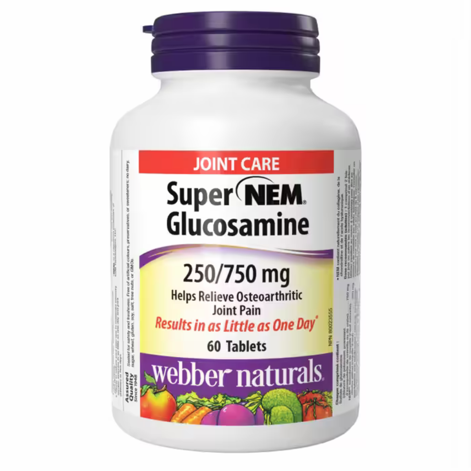 Webber Naturals Triple Strength Glucosamine with NEM® Natural Eggshell Membrane, 750/250 mg, 60 Tablets