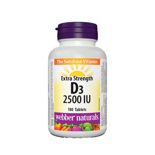 Webber Naturals D3 2500 IU supplement bottle on a white background natvd natural vitamin direct 