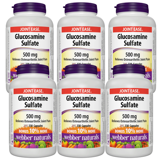 6x Webber Naturals Glucosamine  Sulfate 500mg, 330 Caps Bonus Bundle