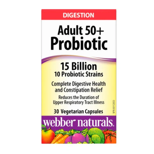 Webber Naturals Adult 50+ Probiotic packaging on a white background
