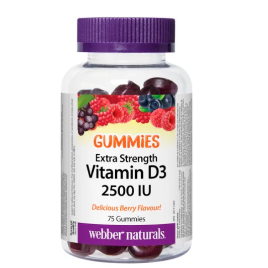 Webber Naturals 强效维生素 D3软糖 ，2500IU，混合梅子味，75 粒软糖