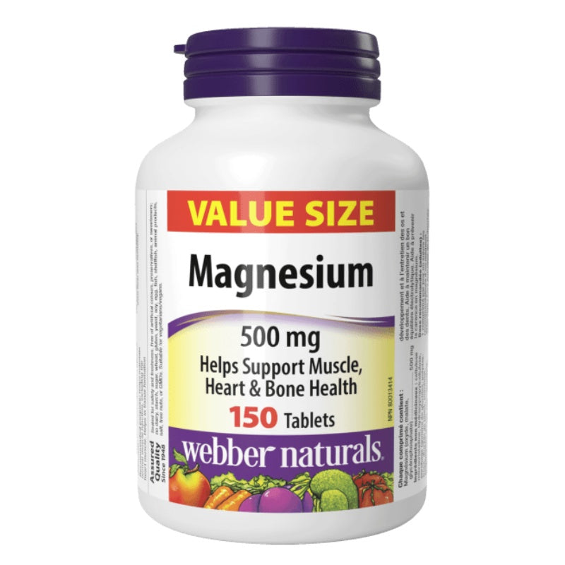 Webber Naturals Magnesium 500mg，150 tablets（Value Size）