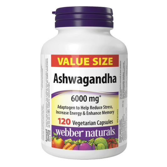 Webber Naturals 南非醉茄，6000毫克，120粒素食膠囊 增強記憶力、緩解焦慮和促進睡眠