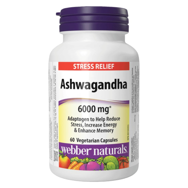 Webber Naturals Ashwagandha, 6000mg, 60 Vegetarian Capsules