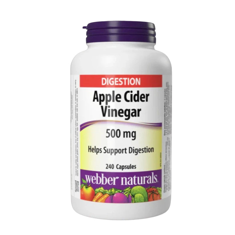 Webber Naturals Apple Cider Vinegar supplement bottle on a white background
