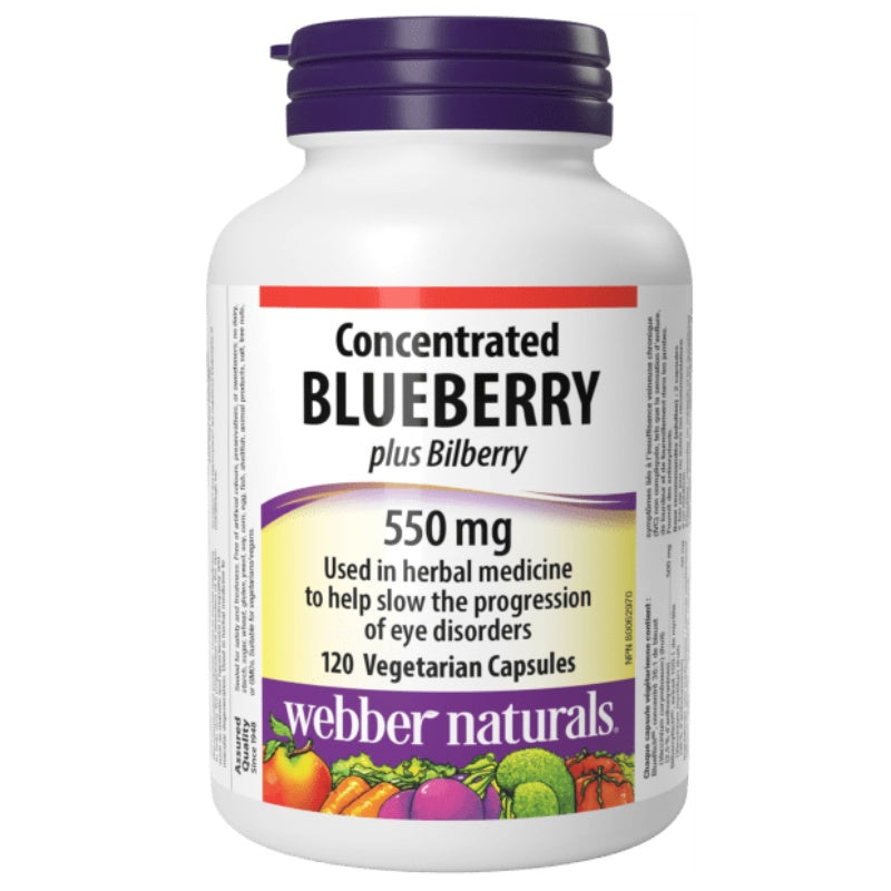 【優惠組合】2x Webber Naturals 濃縮藍莓精華加山桑子 500 毫克/50 毫克，120 素食膠囊 呵護眼睛維護腿部靜脈