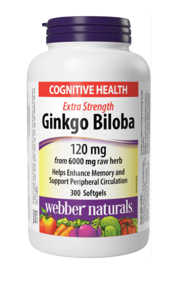 Webber Naturals  Ginkgo Biloba 50:1 Extract, 120mg  300 Softgels