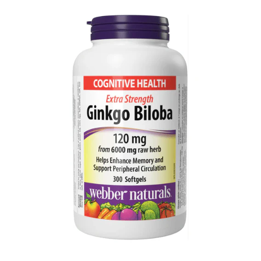 Webber Naturals Ginkgo Biloba 50:1 Extract, 120mg  300 Softgels