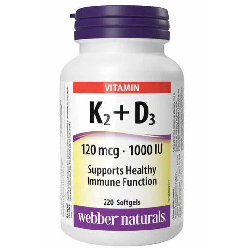 Webber Naturals Vitamin K2+D3 120 mcg / 1000 IU - 220 softgels