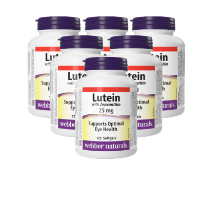 6 x Webber Naturals Lutein Extra Strength, 25mg w/ 5 mg Zeaxanthin, 175 SG Bundle