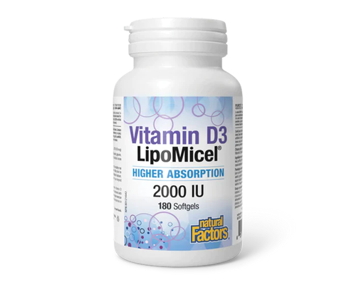 Natural Factors Vitamin D3 LipoMicel Matrix，50 mcg（2000 IU）180 Liquid Softgels
