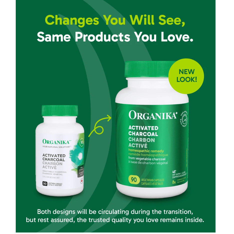 6x Organika Activated Charcoal 8X, 90 vcaps Bundle