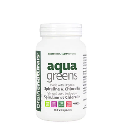 Prairie Naturals Organic Aqua Greens Spirulina & Chlorella 500 mg 180 vegetarian capsules