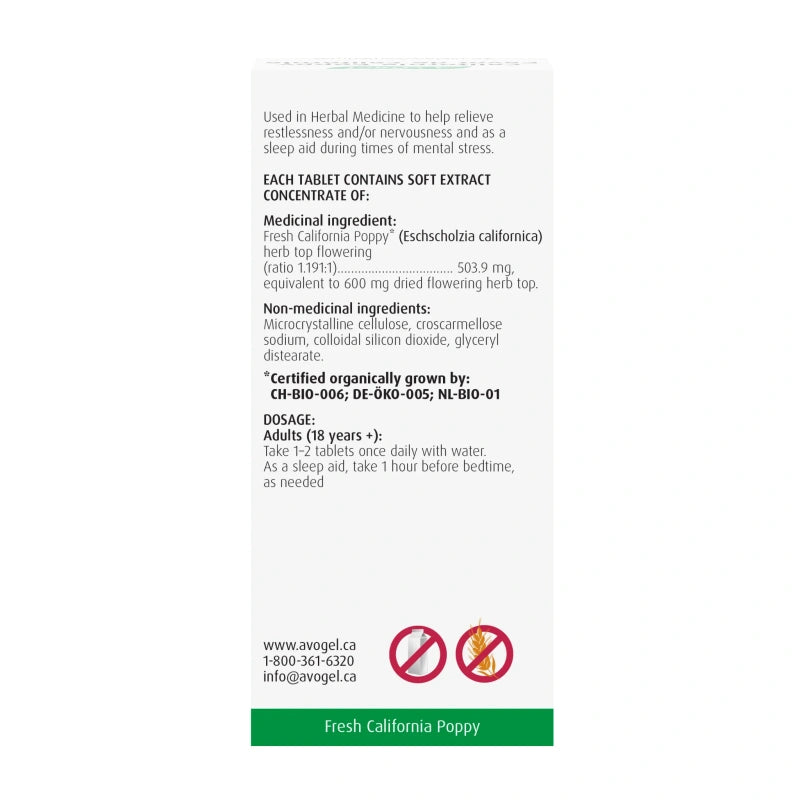 A.Vogel California Poppy 30 tablets - Melatonin-Free Sleep Aid & Stress Relief