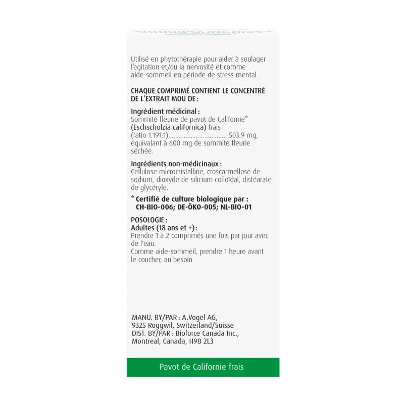 A.Vogel California Poppy 30 tablets - Melatonin-Free Sleep Aid & Stress Relief