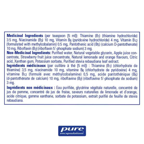 Pure Encapsulations液體維生素B族 140毫升 4歲+可用 支持神經系統 促進正常代謝