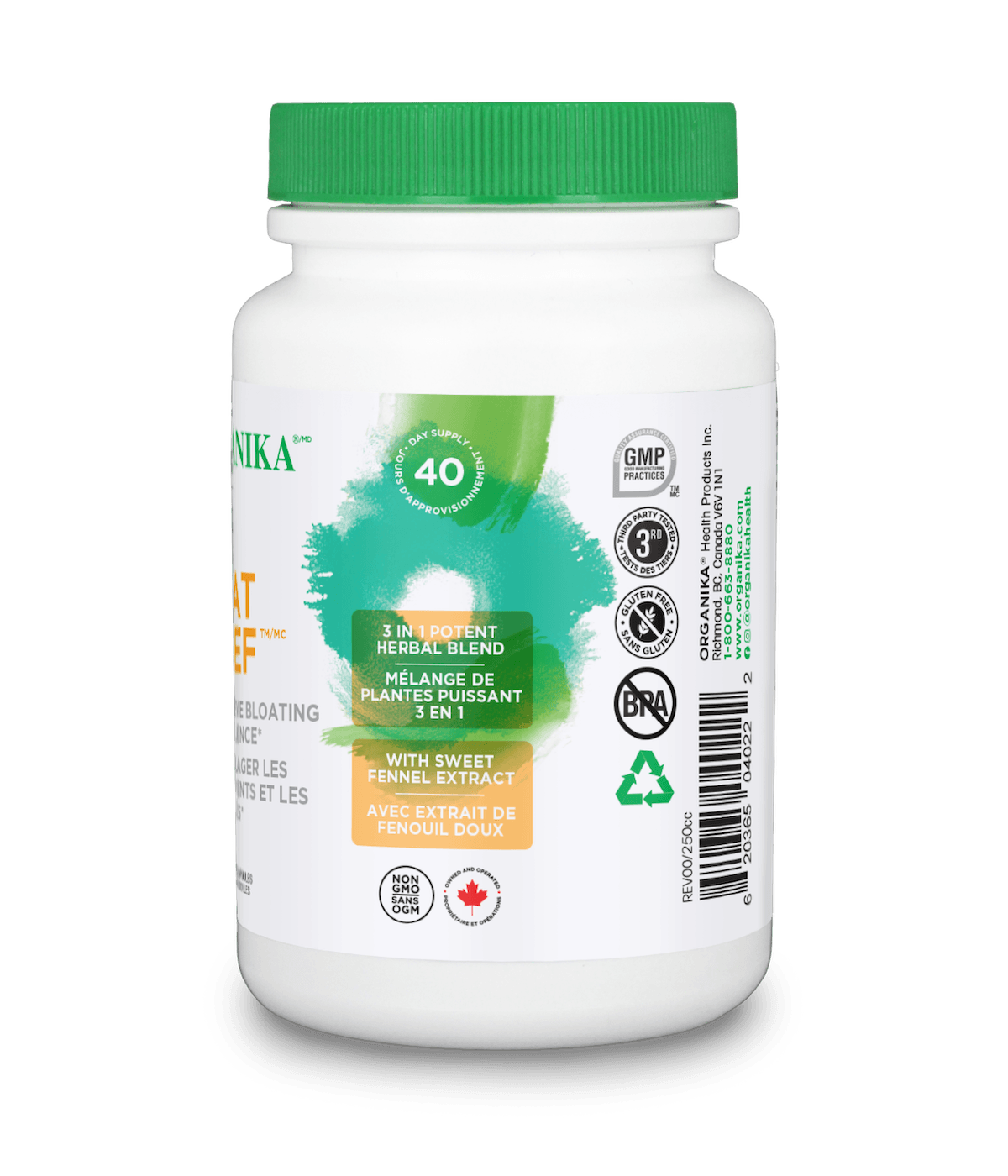 Organika Bloat Relief,  Powerful herbal blend to decrease bloating and gas 120 Vcaps