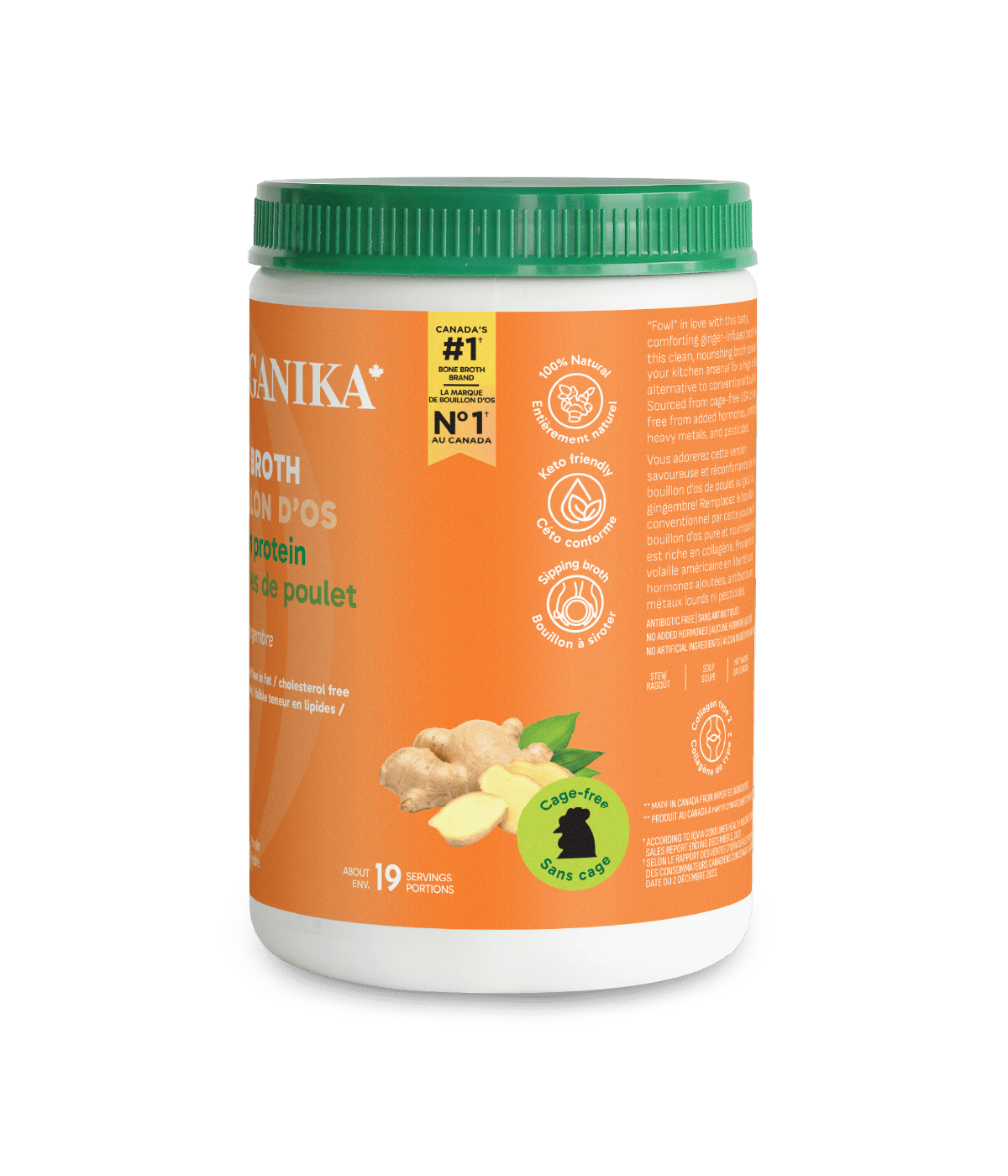 6x Organika Chicken Bone Broth Ginger Protein Powder 300g Bundle