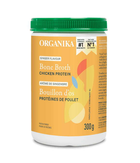 Organika Chicken Bone Broth, Ginger Protein Powder, 300g