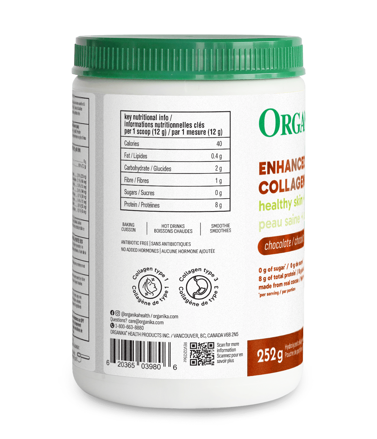 Organika Chocolate Enhanced Collagen 252g