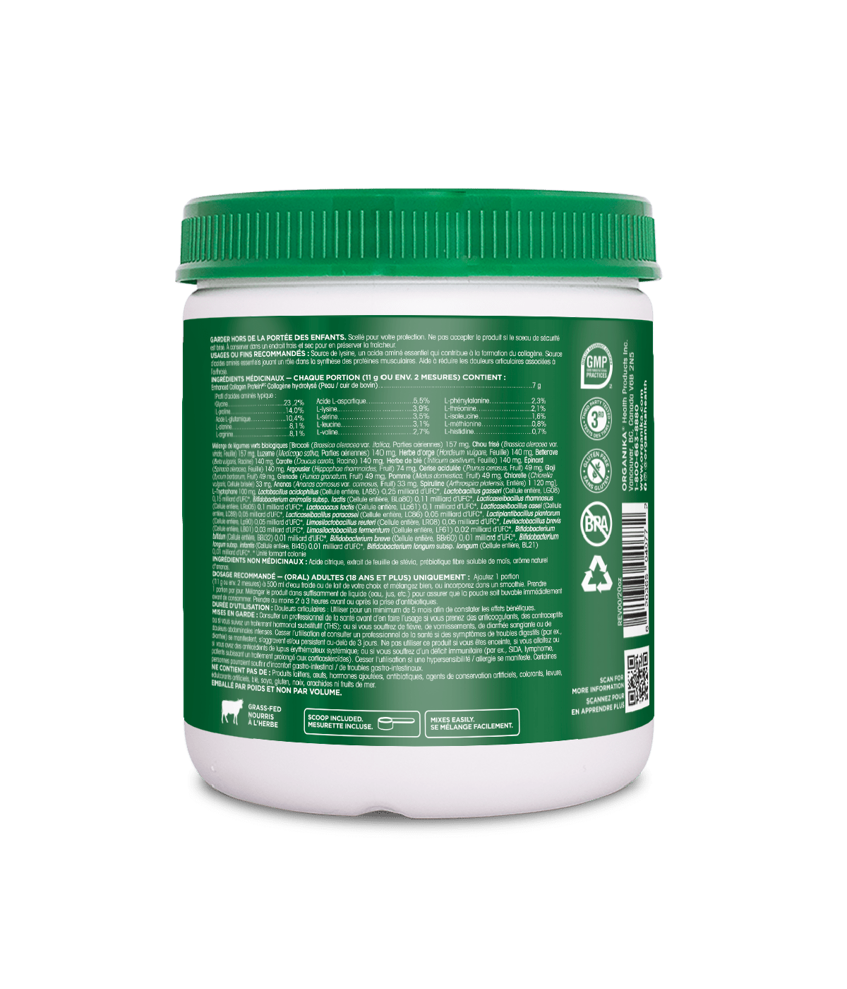 Organika Enhanced Collagen Protein Power Greens with Probiotics, 220g 优格康
