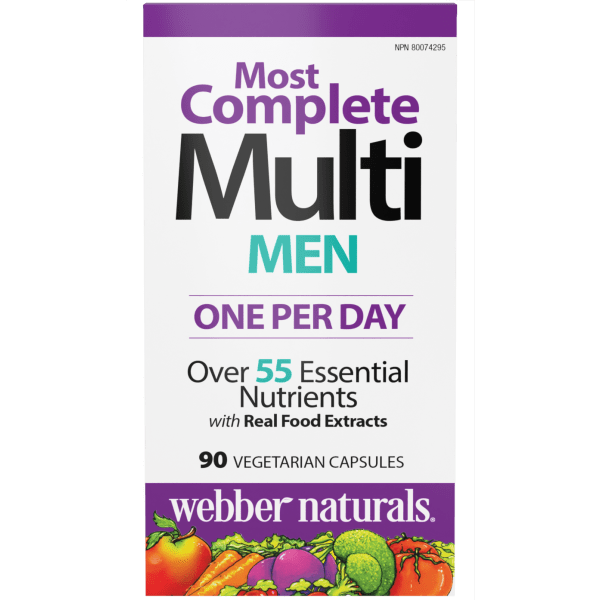 Webber Naturals  Men's Most Complete Multi 90 Vegetarian Capsules Canadian label version