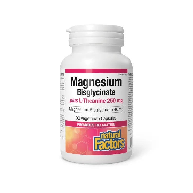 Natural Factors Magnesium Bisglycinate plus L-Theanine 250mg 90VCaps