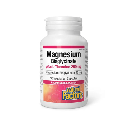 Natural Factors Magnesium Bisglycinate plus L-Theanine 250mg 90VCaps