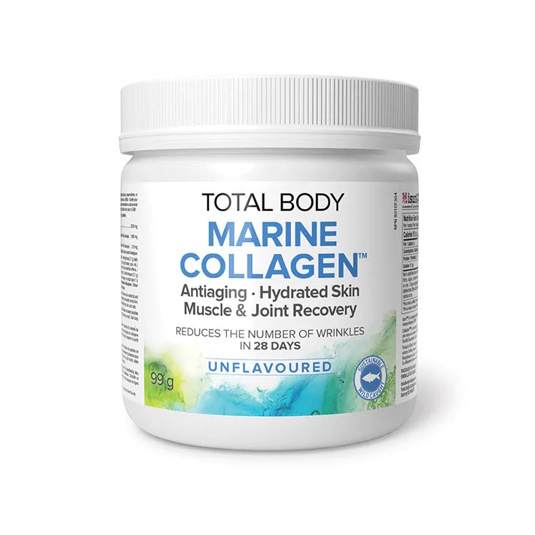 Jar of Total Body Marine Collagen on a white background