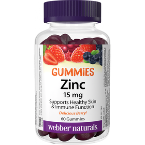 Webber Naturals Zinc 15 mg, 60 Gummies