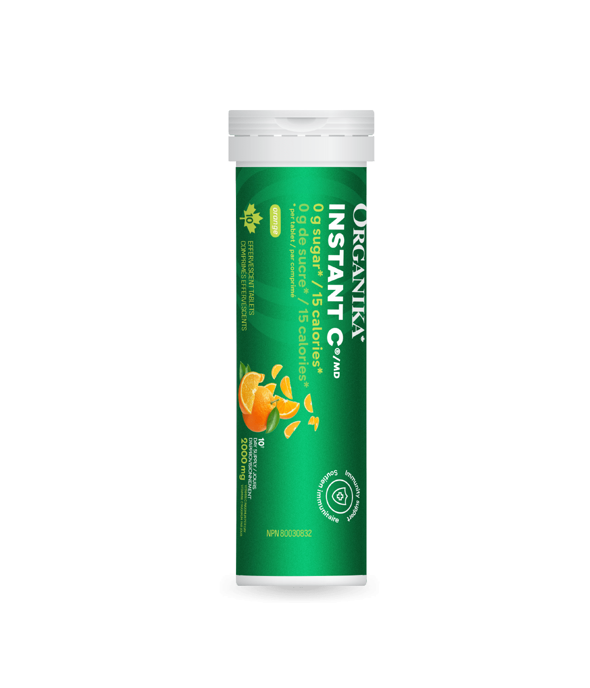 Organika Instant-C Effervescent With Stevia  1000mg 10 tabs x 8 tubes