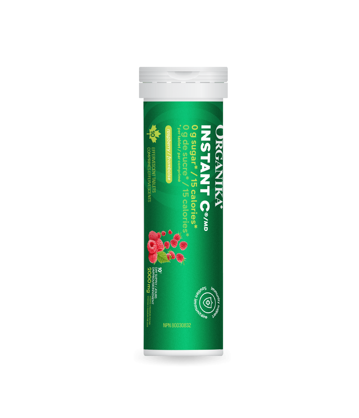 Organika 维生素C 泡腾片-覆盆子口味 1000 毫克，10 片 x 8 管
