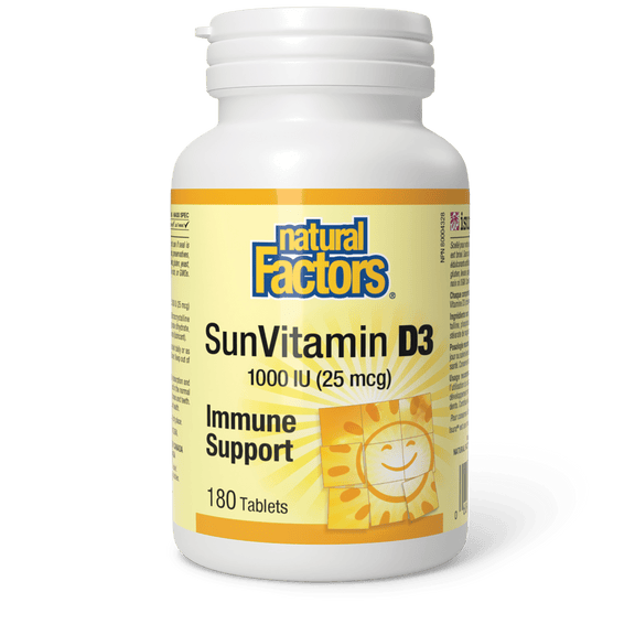 Natural Factors 维生素D3 (Vitamin D), 1000IU, 180粒