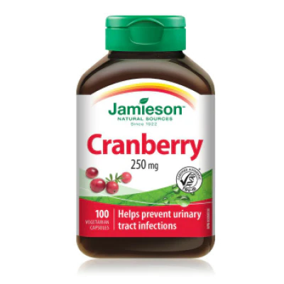 Jamieson Cranberry supplement bottle on a white background
