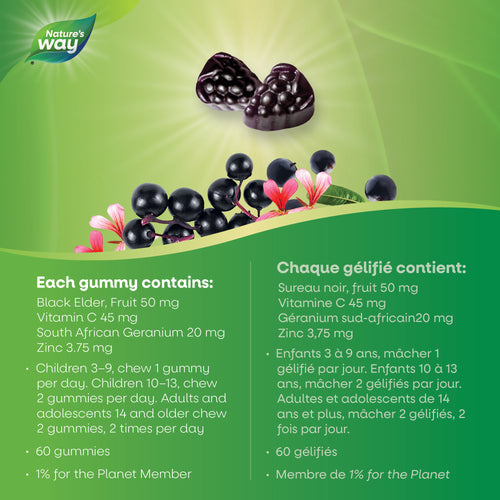 Nature's Way sambucus Cold & Flu Relief Gummy Elderberry Each Contain