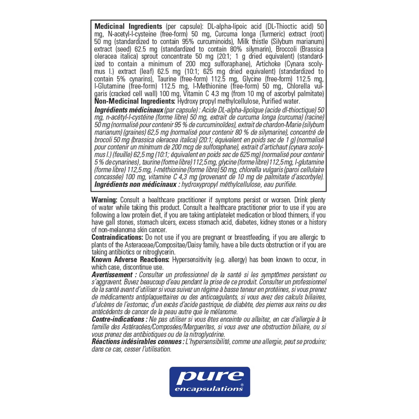 Pure Encapsulations肝脏排毒胶囊 60粒 促生谷胱甘肽 保护肝脏 增加胆汁