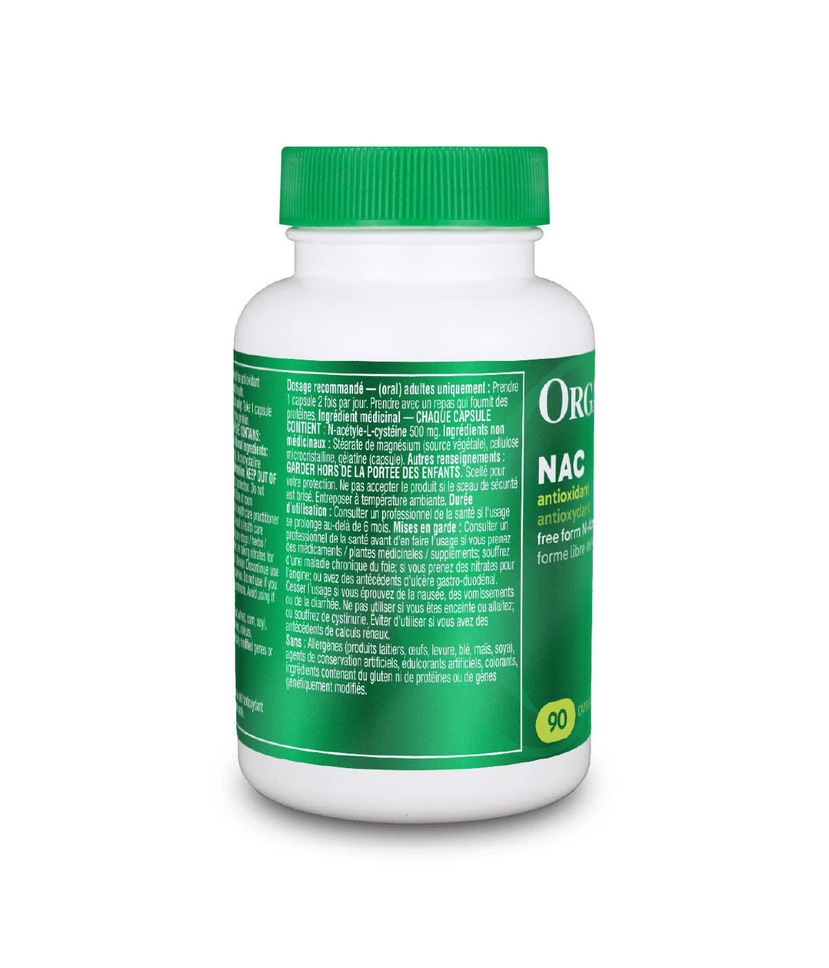 Organika NAC（(N-Acetyl-L-Cysteine) 强效抗氧化排毒， 500 毫克，90 粒胶囊
