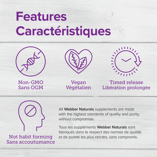 Webber Naturals Sleep Cycle Melatonin with L-Theanine, 5-HTP & Sleep Botanicals, 60 Tri-Layer Tablets