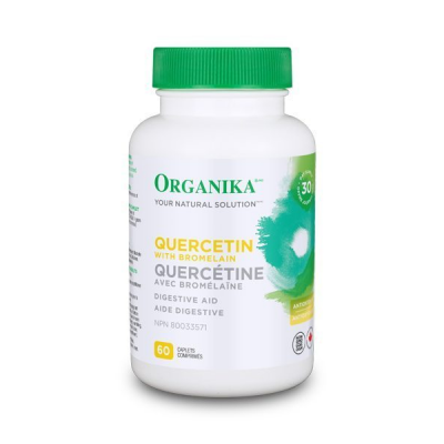 Organika Quercetin supplement bottle on a white background