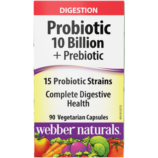 Webber Naturals Probiotic 10 Billion + Prebiotic, 90 Vcapsules