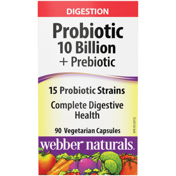 Webber Naturals Probiotic 10 Billion + Prebiotic, 90 Vcapsules