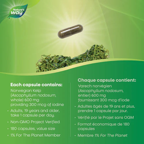 Nature's Way Kelp, 180 capsules Each capsule contains