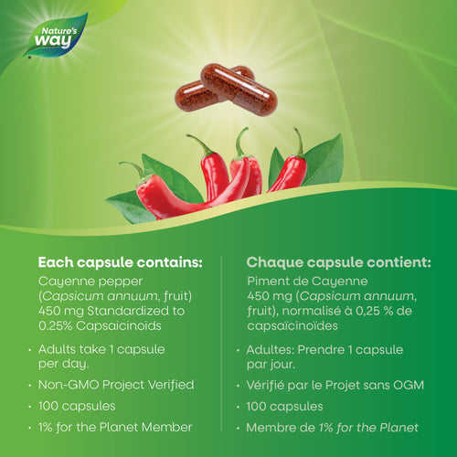 Nature's Way 番椒活血膠囊，40,000H.U., 450毫克, 100 顆