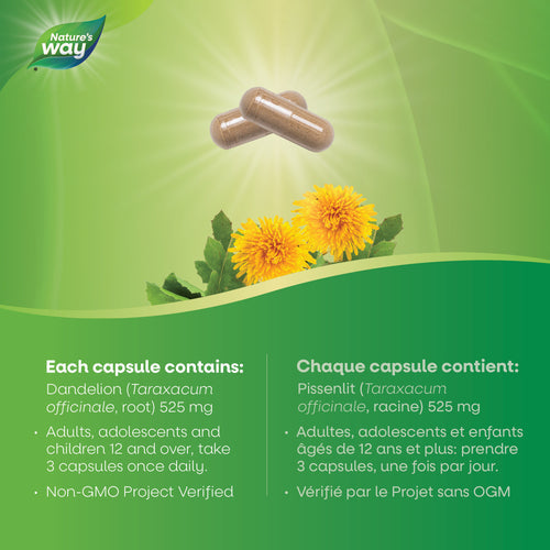 Nature's Way Dandelion Root, 100 Vcaps easch capsule contains