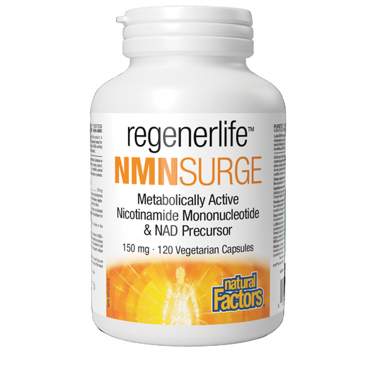 Natural Factors Regenerlife 150 mg 120 veetarian capsules Canadian label sold by natvd.com