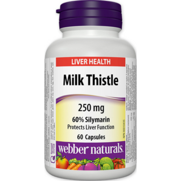 Webber Naturals Milk Thistle 60% Silymarin, 250 mg, 60 caps