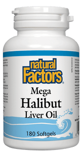 Natural Factors Mega Halibut Liver Oil, 180 softgels